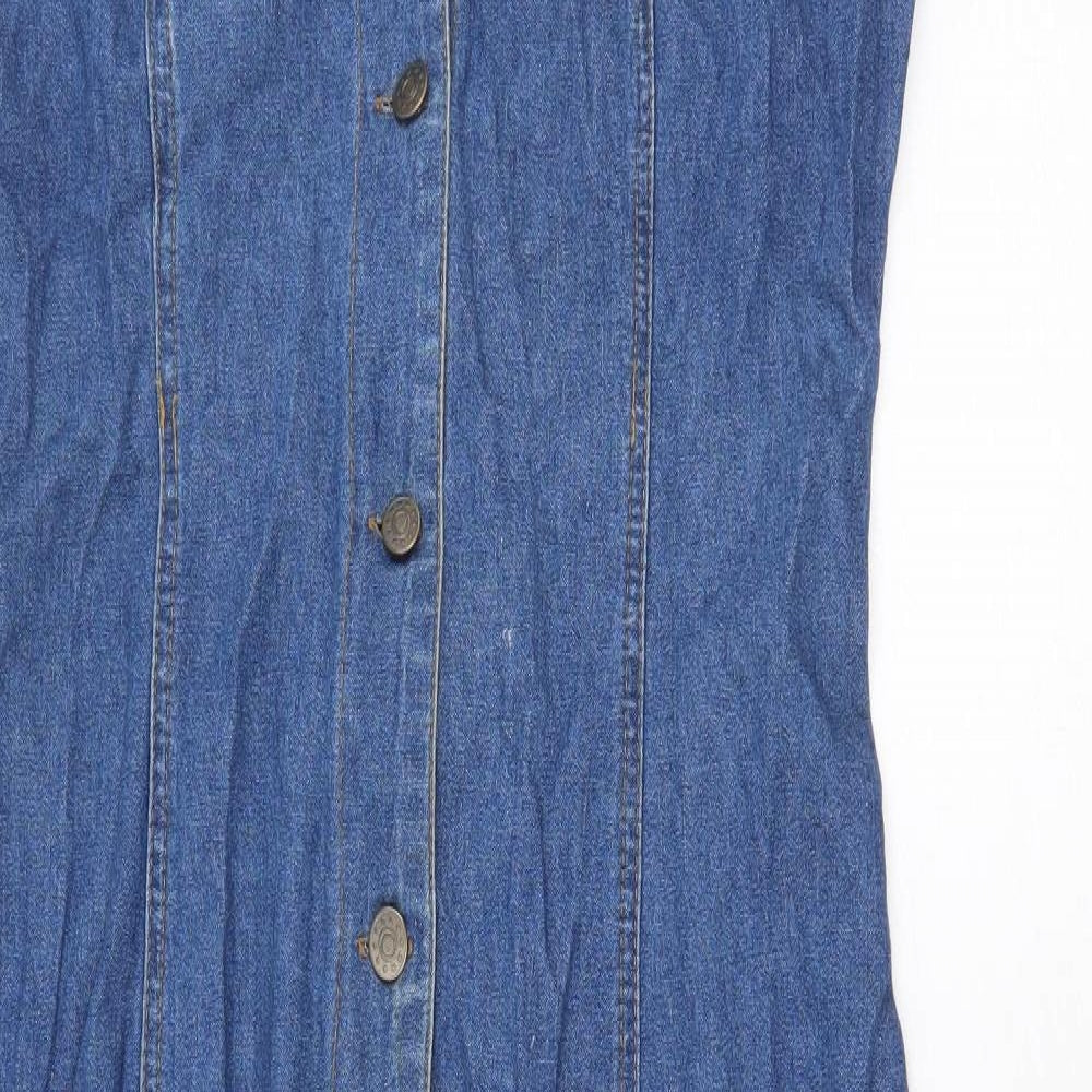 Uturn Womens Blue Cotton A-Line Size 16 Collared Button
