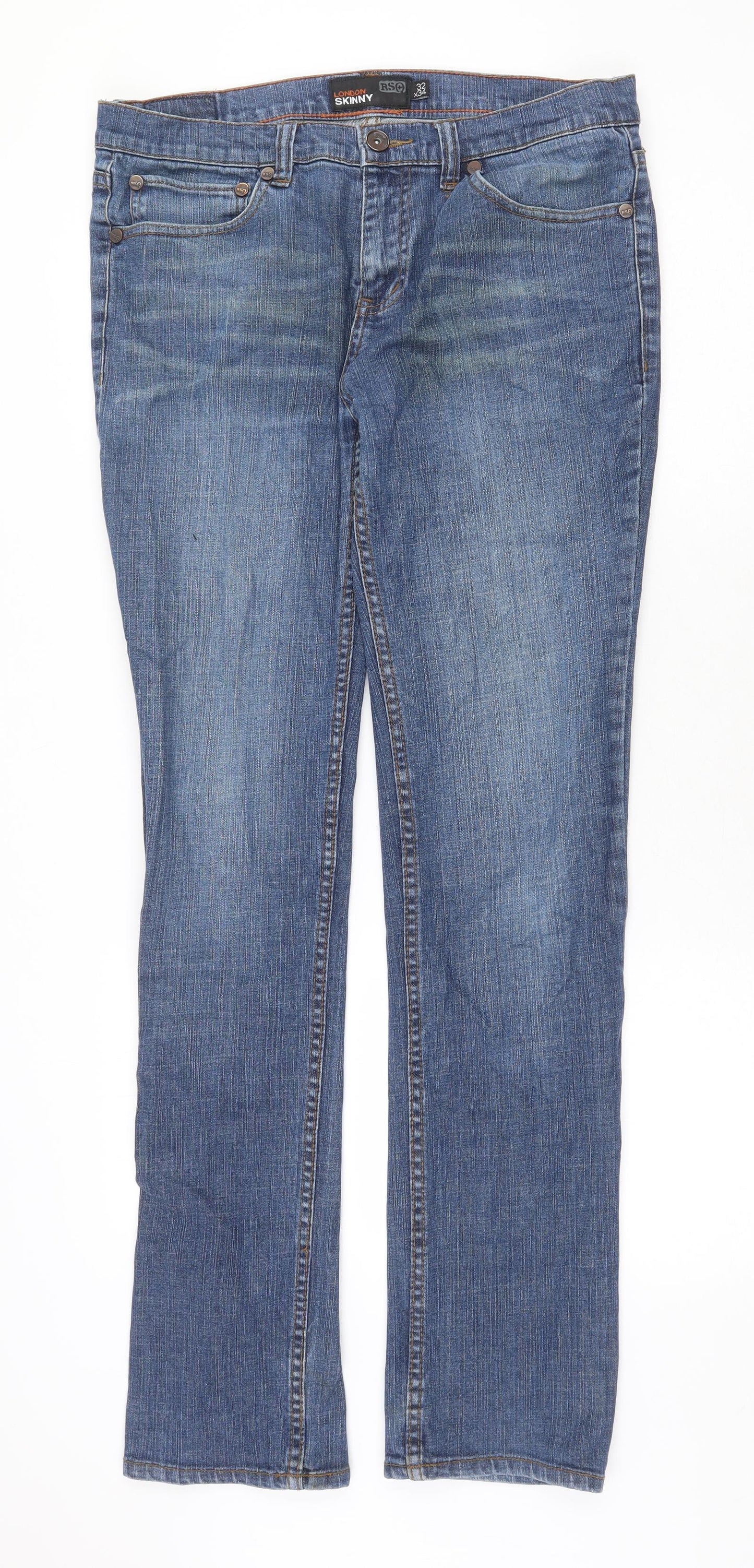 RSQ Mens Blue Cotton Bootcut Jeans Size 32 in Regular Zip