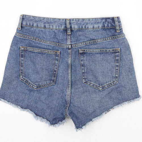 Topshop Womens Blue Cotton Cut-Off Shorts Size 28 in Regular Zip