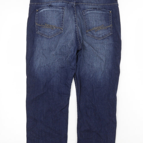 Preworn Womens Blue Cotton Straight Jeans Size 32 in Regular Zip