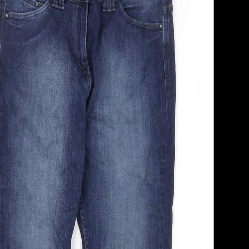 Preworn Womens Blue Cotton Straight Jeans Size 32 in Regular Zip