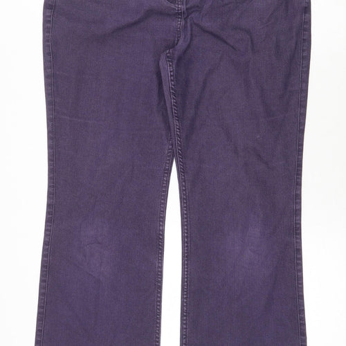 Per Una Womens Purple Cotton Bootcut Jeans Size 14 Regular Zip
