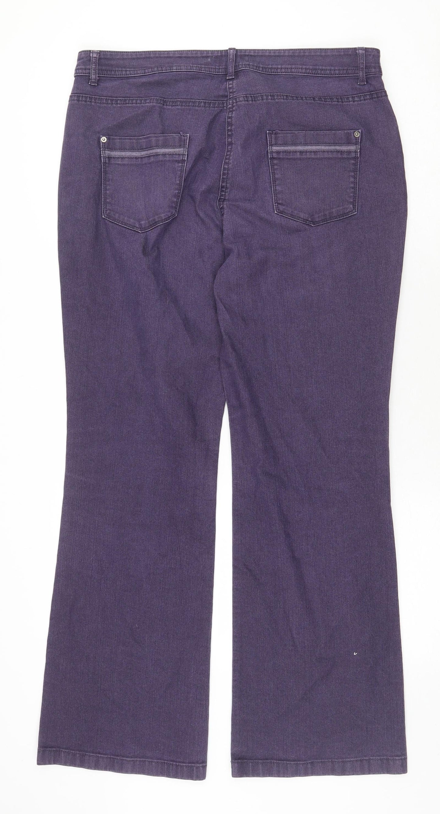 Per Una Womens Purple Cotton Bootcut Jeans Size 14 Regular Zip
