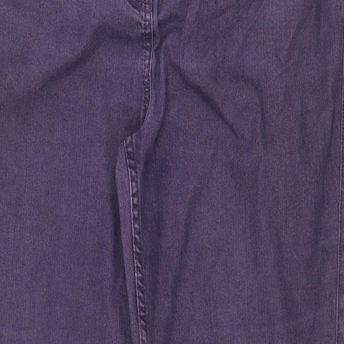 Per Una Womens Purple Cotton Bootcut Jeans Size 14 Regular Zip