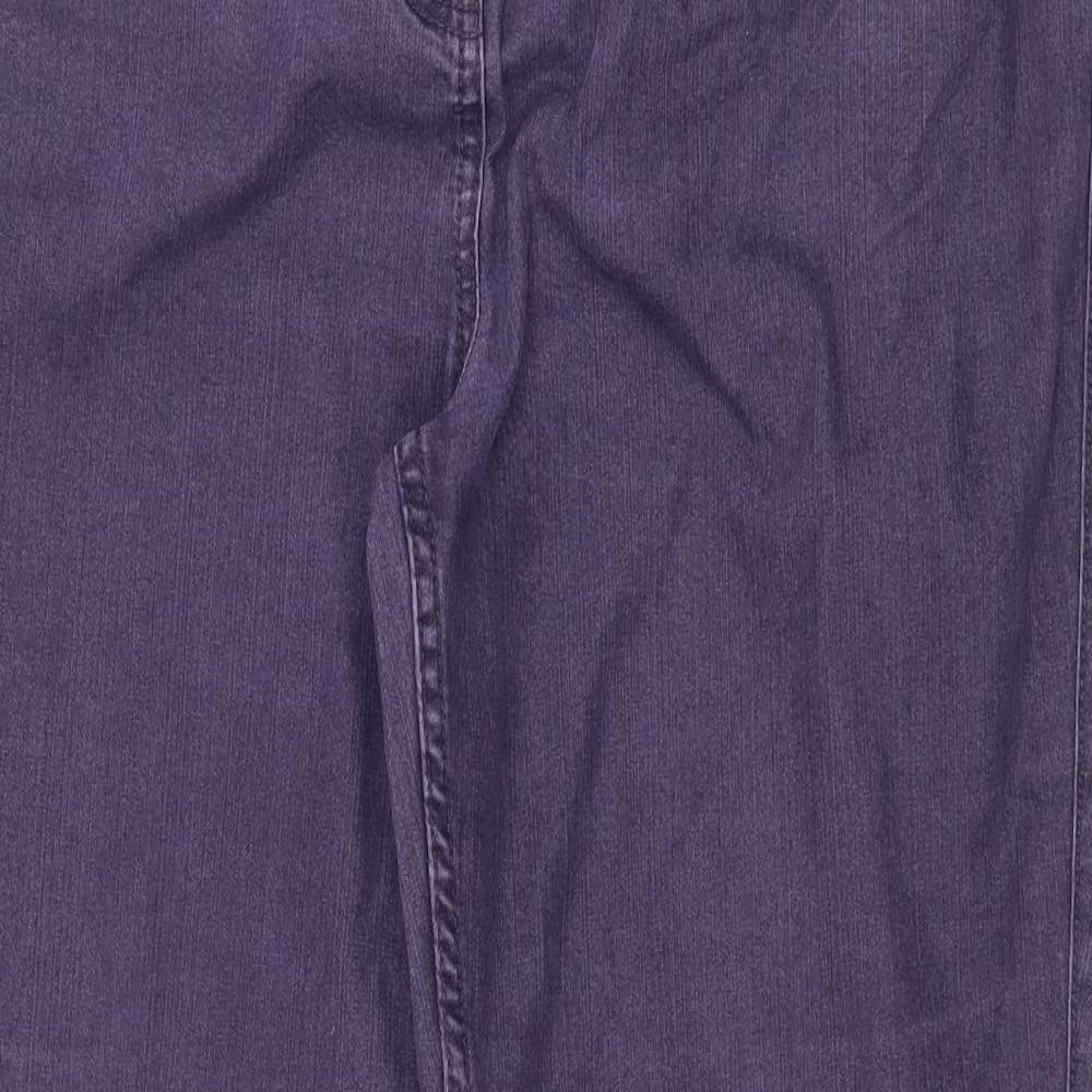 Per Una Womens Purple Cotton Bootcut Jeans Size 14 Regular Zip