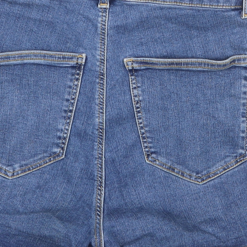 Topshop Womens Blue Cotton Mom Shorts Size 10 Regular Zip