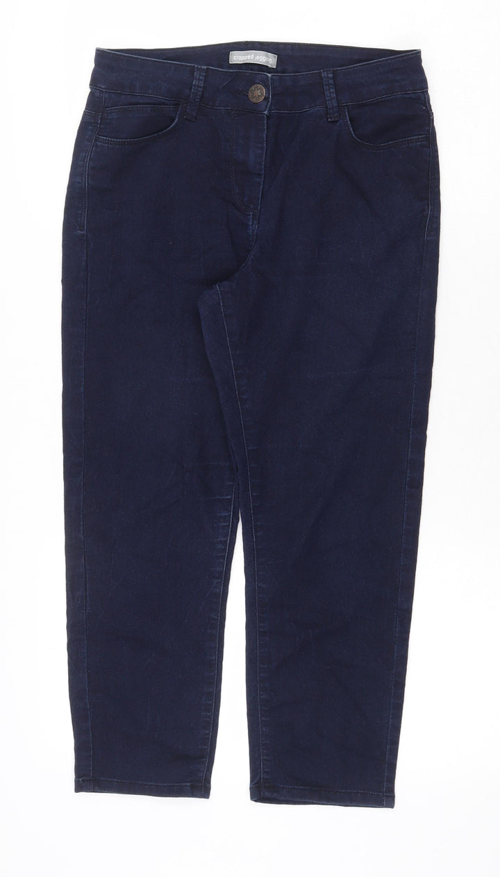 Marks and Spencer Womens Blue Cotton Straight Jeans Size 10 Regular Zip