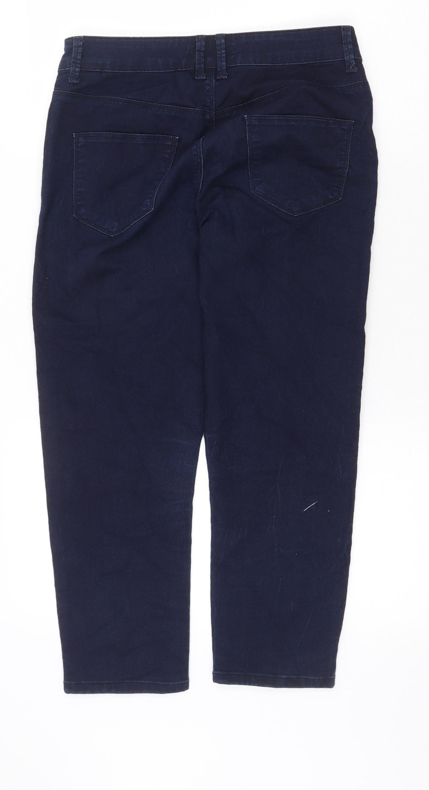 Marks and Spencer Womens Blue Cotton Straight Jeans Size 10 Regular Zip