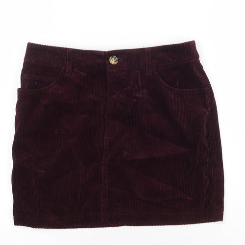 FOREVER 21 Womens Purple Cotton Straight & Pencil Skirt Size L Zip