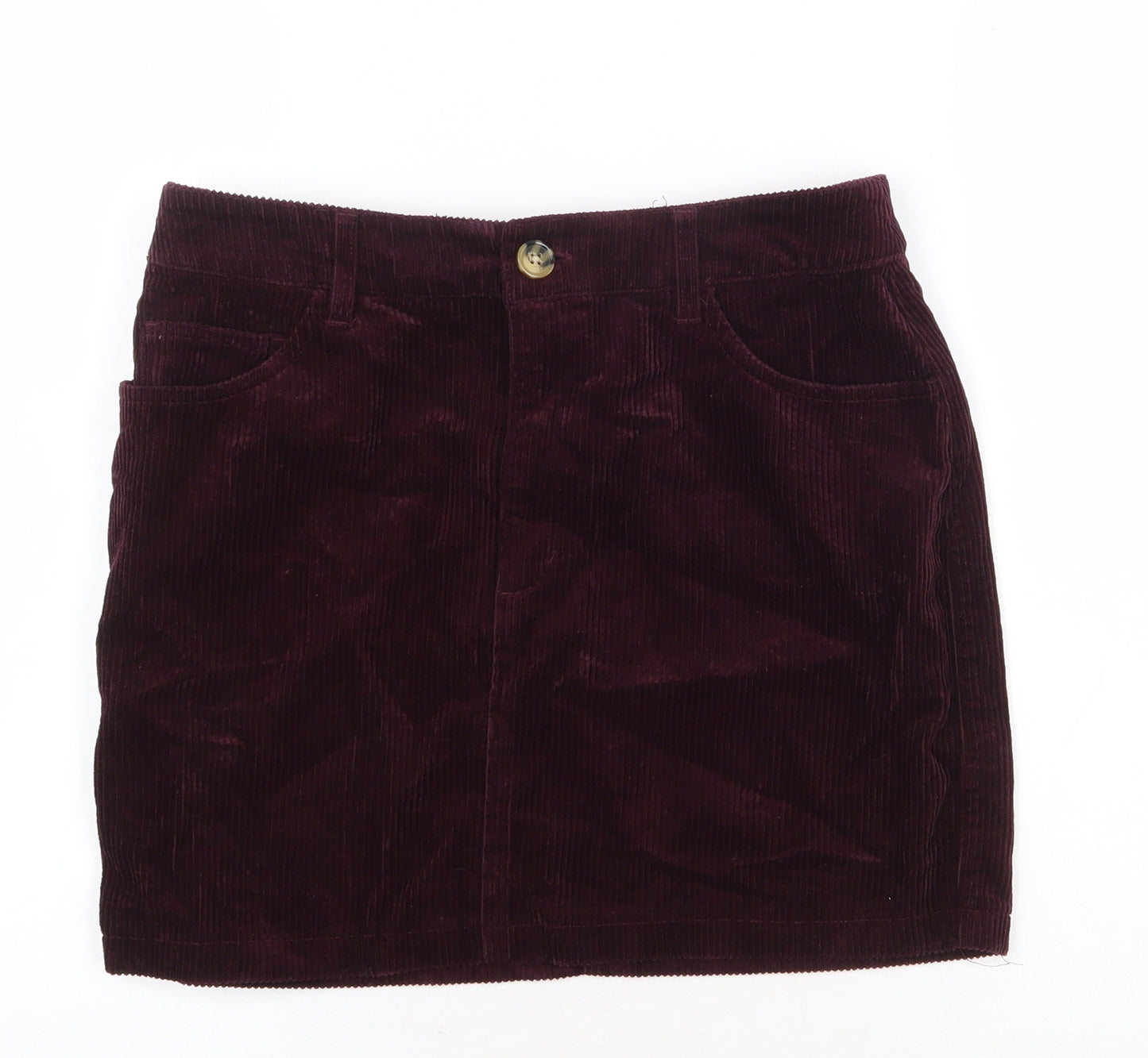 FOREVER 21 Womens Purple Cotton Straight & Pencil Skirt Size L Zip