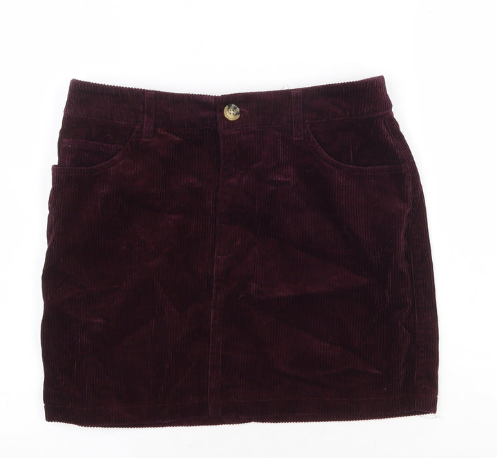 FOREVER 21 Womens Purple Cotton Straight & Pencil Skirt Size L Zip
