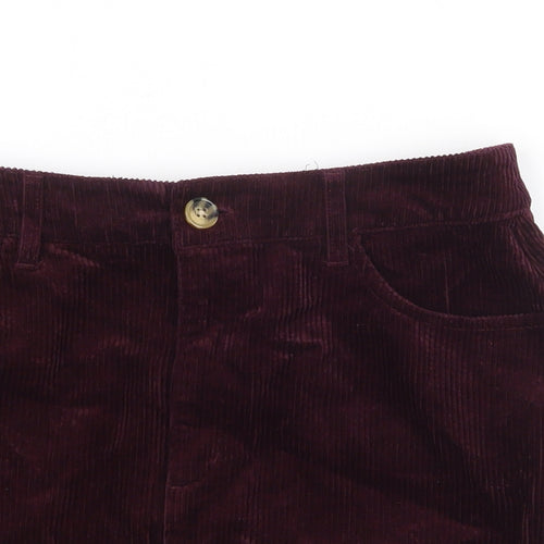 FOREVER 21 Womens Purple Cotton Straight & Pencil Skirt Size L Zip