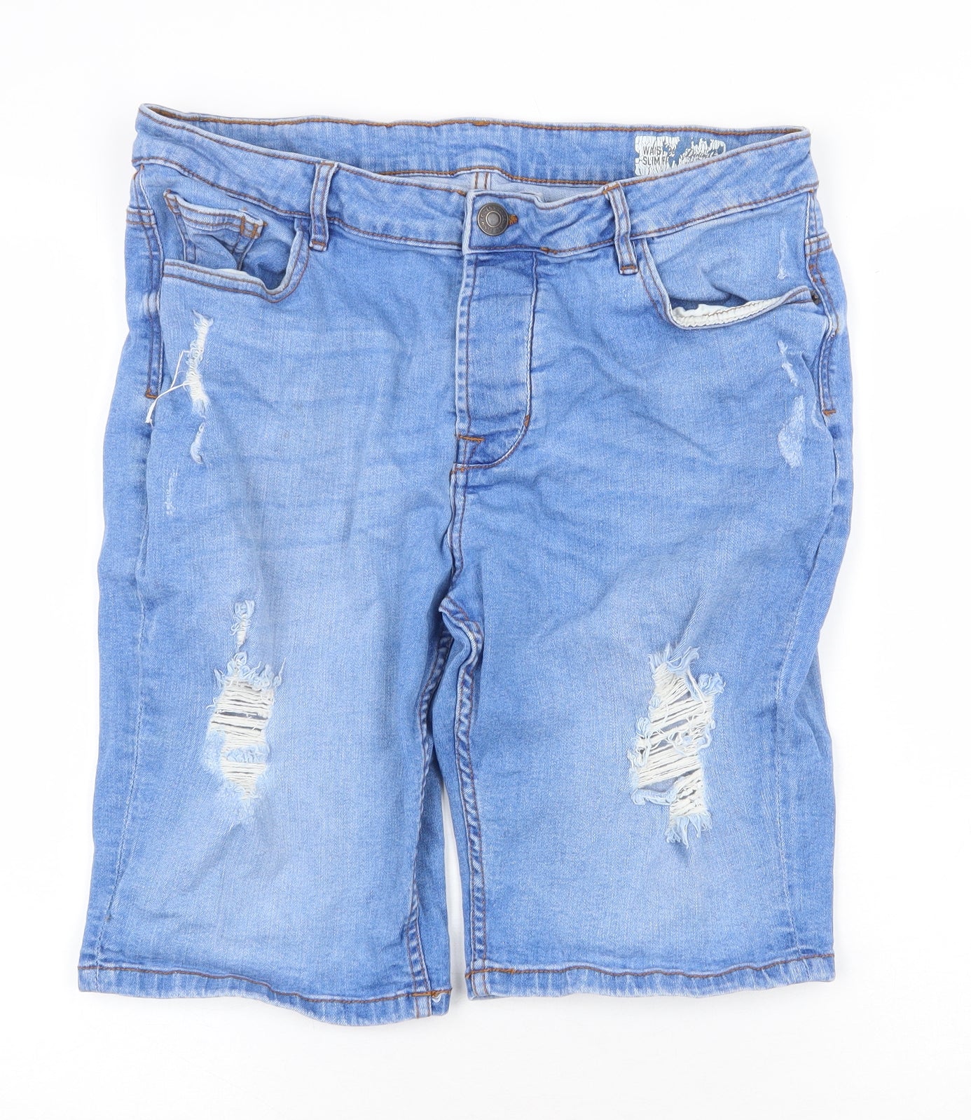 Denim & Co. Womens Blue Cotton Boyfriend Shorts Size 18 Regular Zip