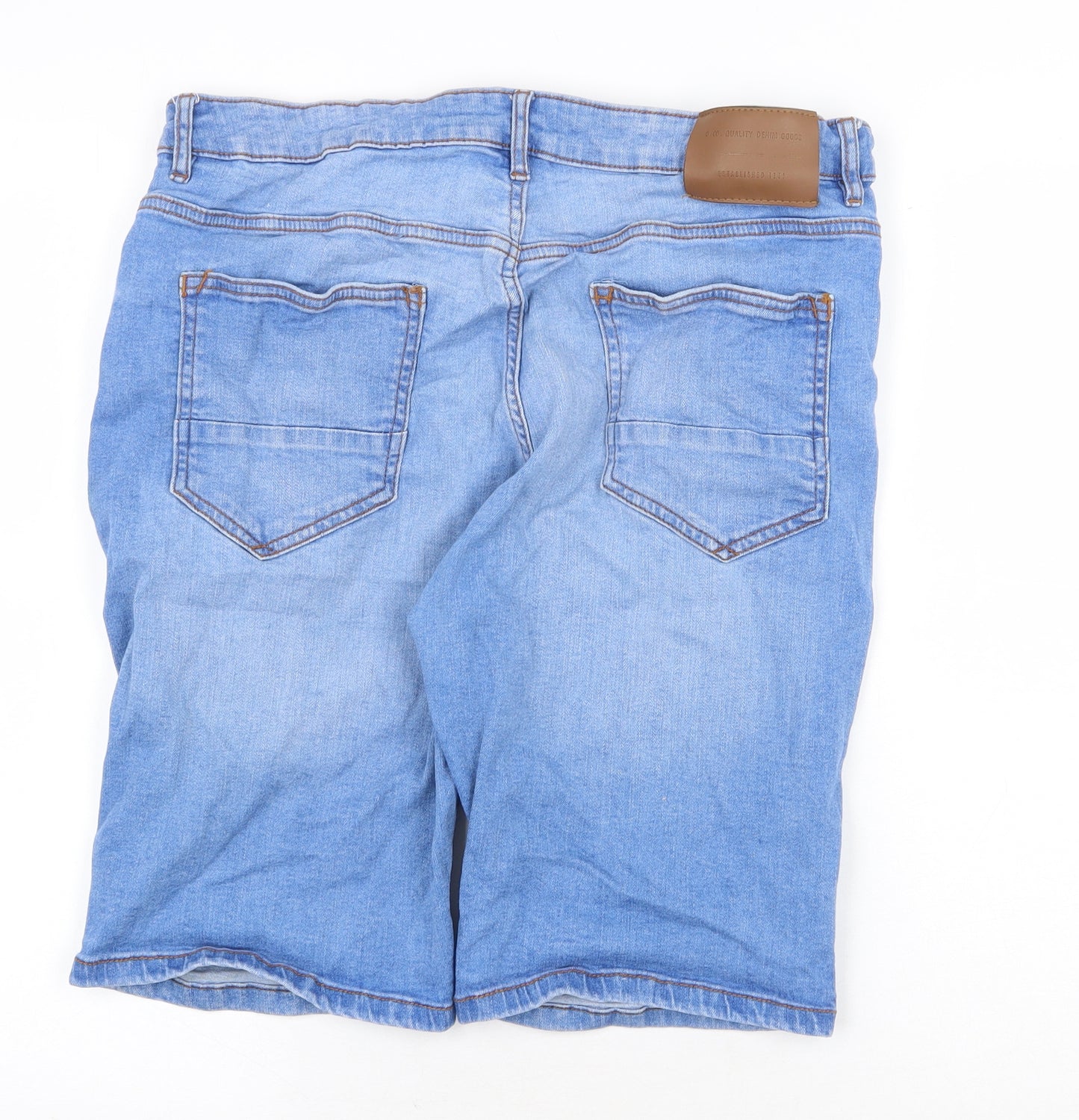Denim & Co. Womens Blue Cotton Boyfriend Shorts Size 18 Regular Zip