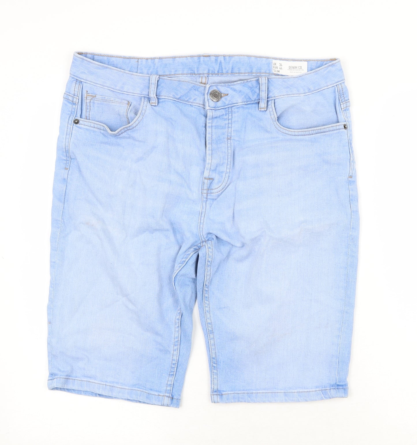 Denim & Co. Mens Blue Cotton Biker Shorts Size 34 in Regular Zip
