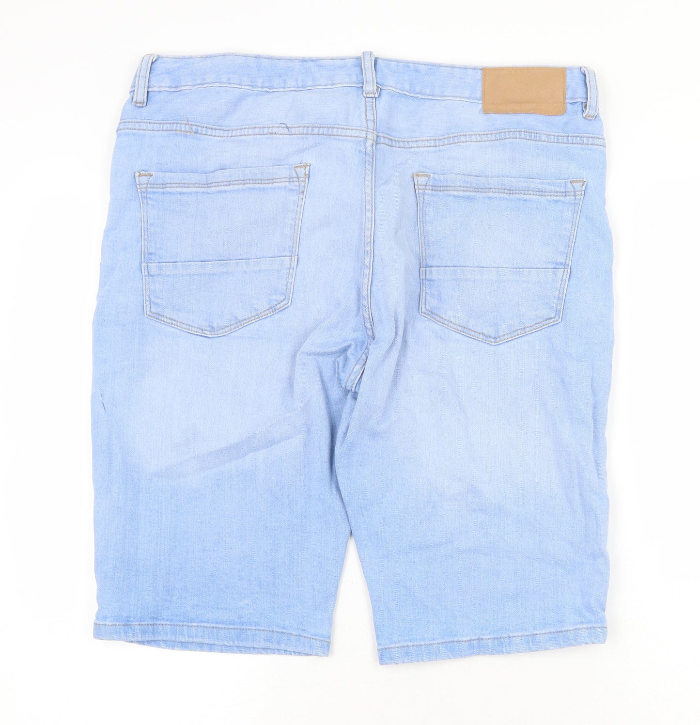 Denim & Co. Mens Blue Cotton Biker Shorts Size 34 in Regular Zip
