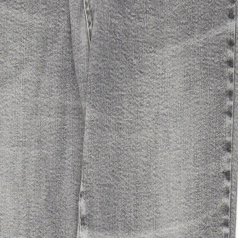 Marks and Spencer Womens Grey Cotton Straight Jeans Size 12 Regular Zip