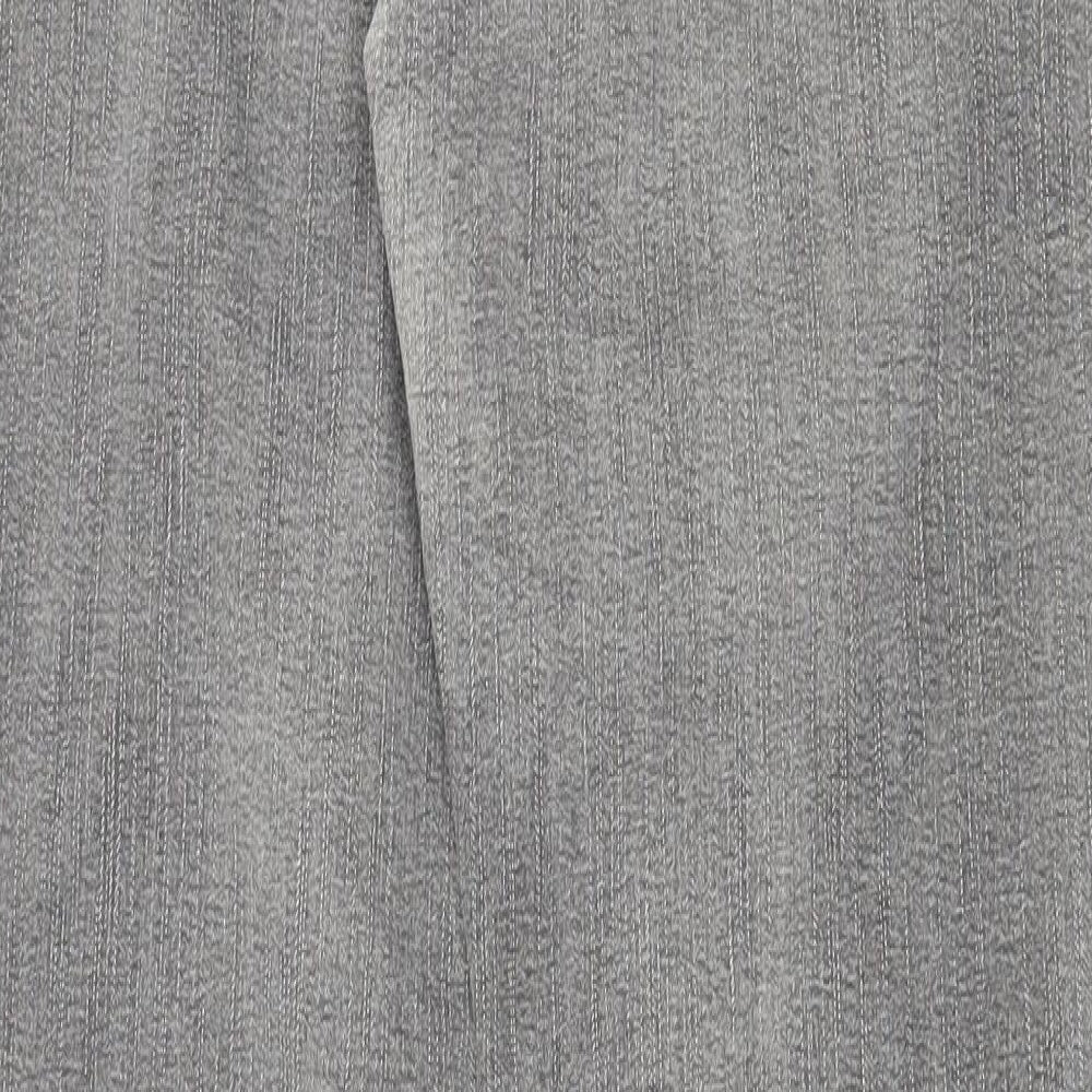 Marks and Spencer Womens Grey Cotton Straight Jeans Size 12 Regular Zip
