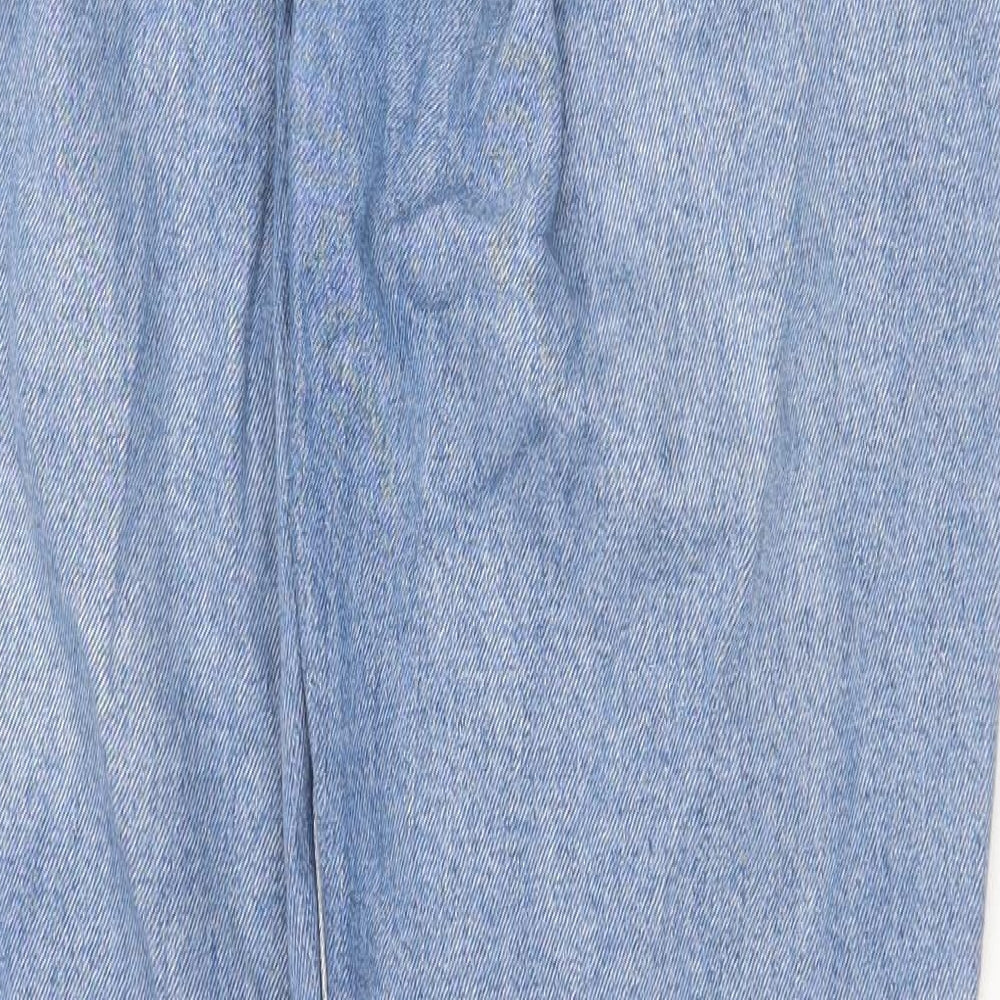 Zara Womens Blue Cotton Straight Jeans Size 14 Regular Zip