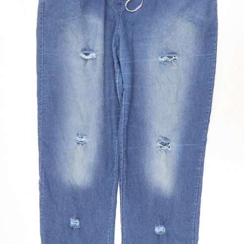 Preworn Womens Blue Cotton Straight Jeans Size 3XL Regular Tie