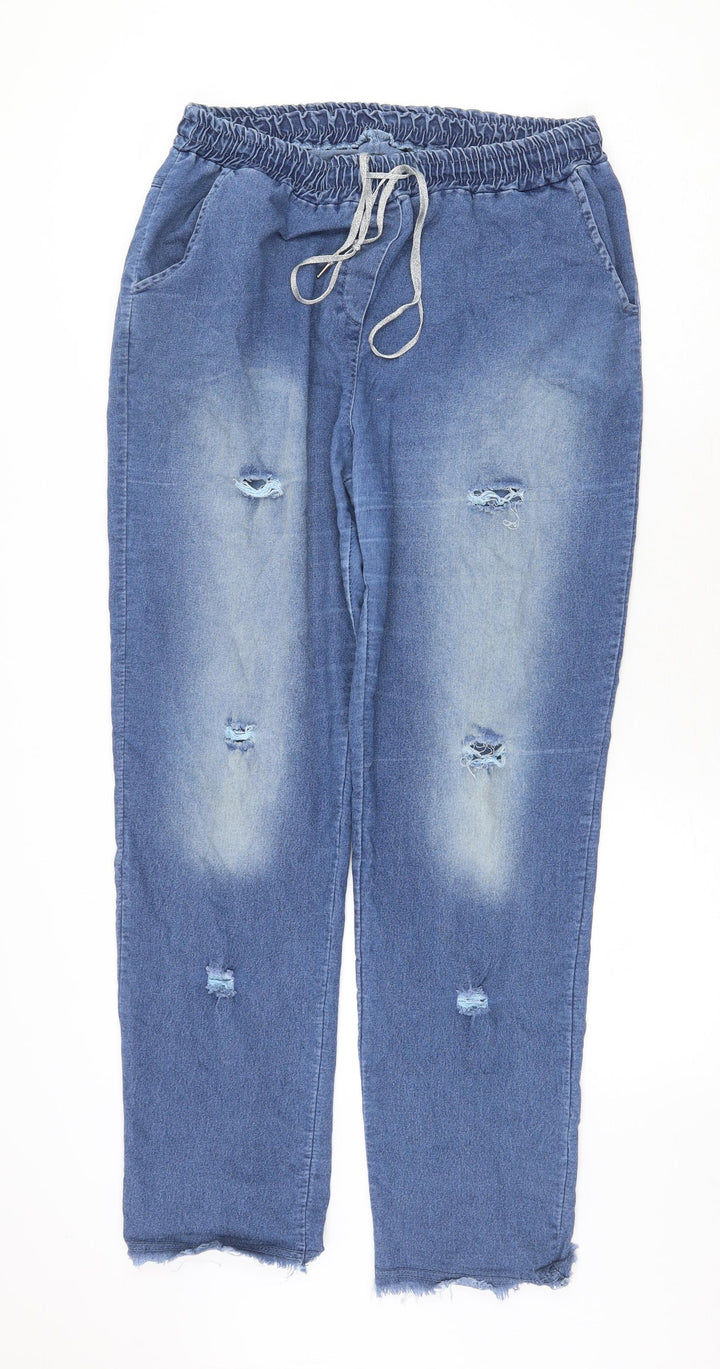 Preworn Womens Blue Cotton Straight Jeans Size 3XL Regular Tie