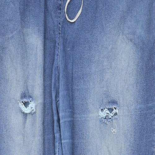 Preworn Womens Blue Cotton Straight Jeans Size 3XL Regular Tie