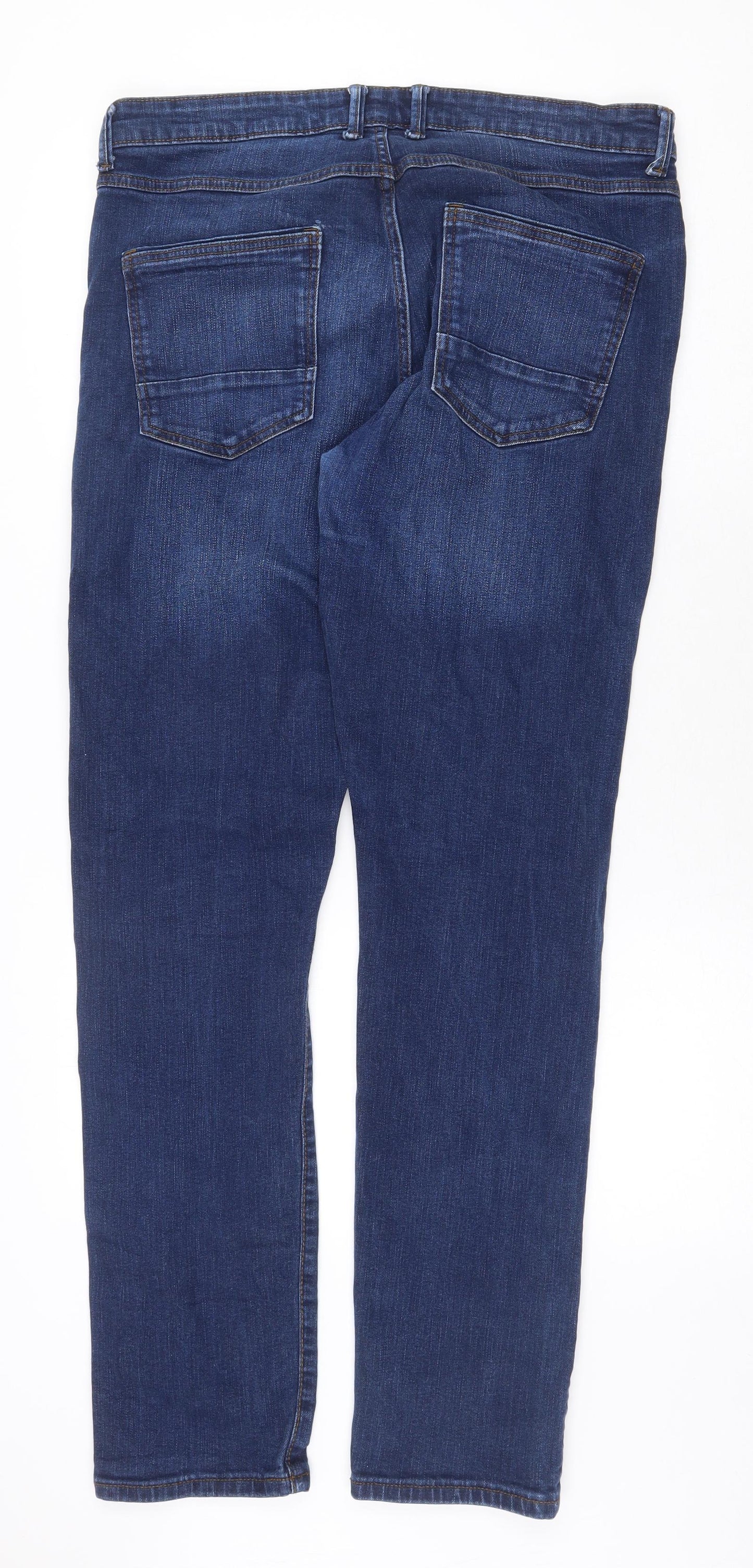 NEXT Mens Blue Cotton Straight Jeans Size 36 in Slim Zip