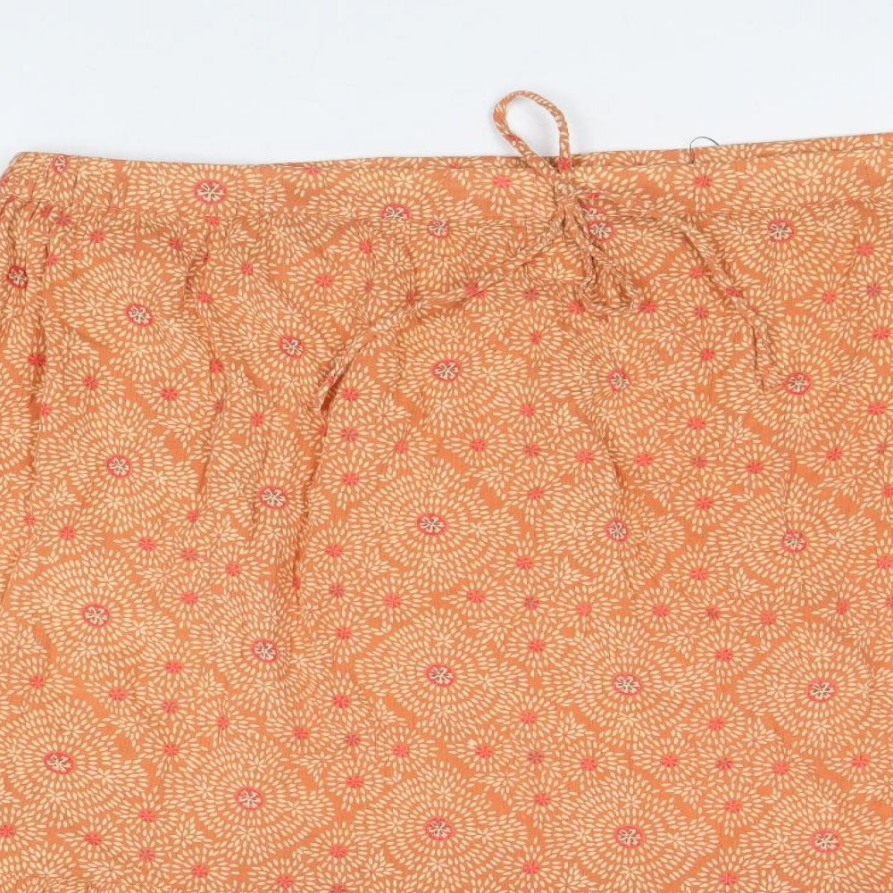 Bonmarché Womens Orange Geometric Cotton Swing Skirt Size XL Drawstring
