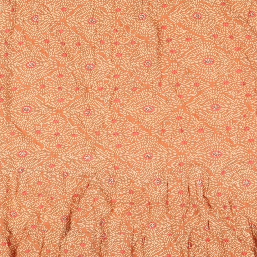 Bonmarché Womens Orange Geometric Cotton Swing Skirt Size XL Drawstring