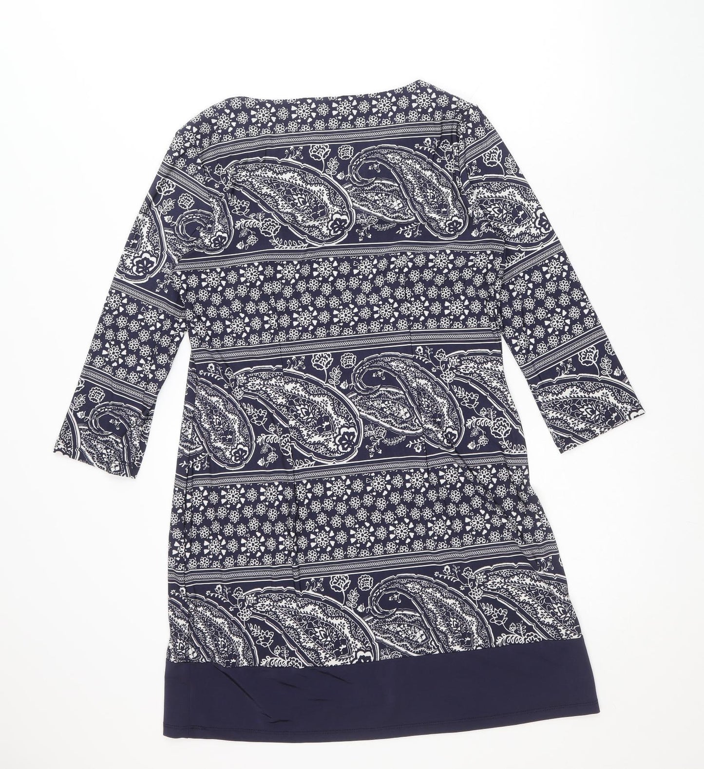 Atmosphere Womens Blue Paisley Viscose A-Line Size 14 Boat Neck Pullover