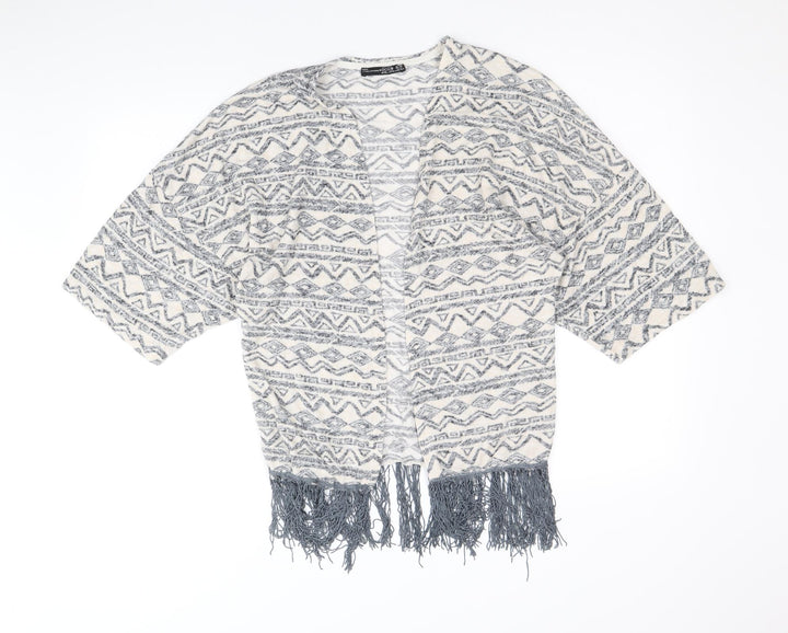 Atmosphere Womens Beige V-Neck Geometric Viscose Cardigan Jumper Size 6