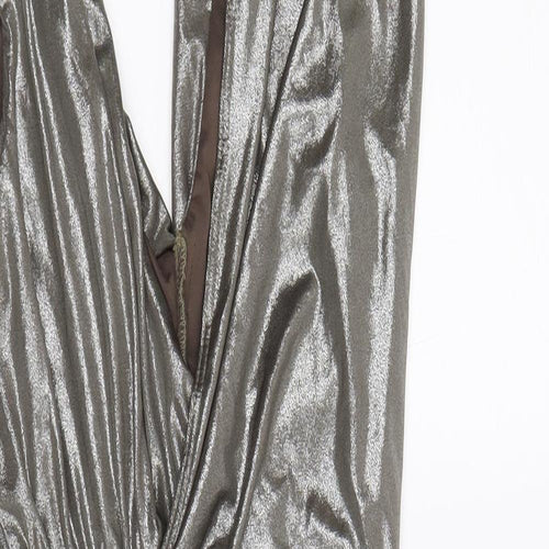 Miss Selfridge Womens Silver Polyester Shift Size 6 V-Neck Pullover