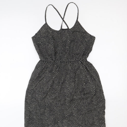 FOREVER 21 Womens Black Polka Dot Polyester A-Line Size S Round Neck Pullover