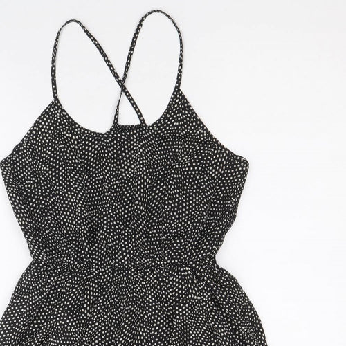 FOREVER 21 Womens Black Polka Dot Polyester A-Line Size S Round Neck Pullover