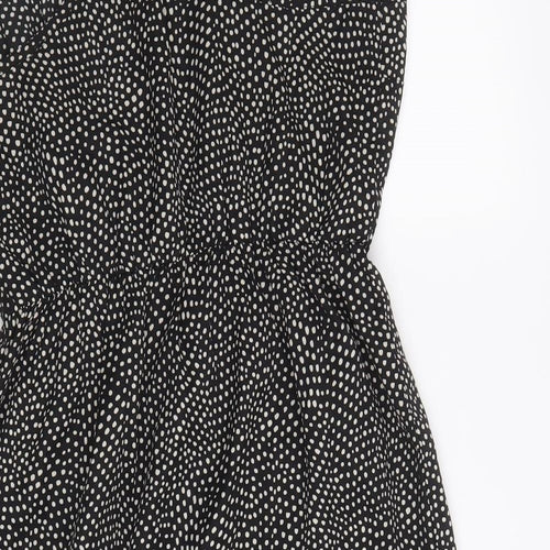 FOREVER 21 Womens Black Polka Dot Polyester A-Line Size S Round Neck Pullover