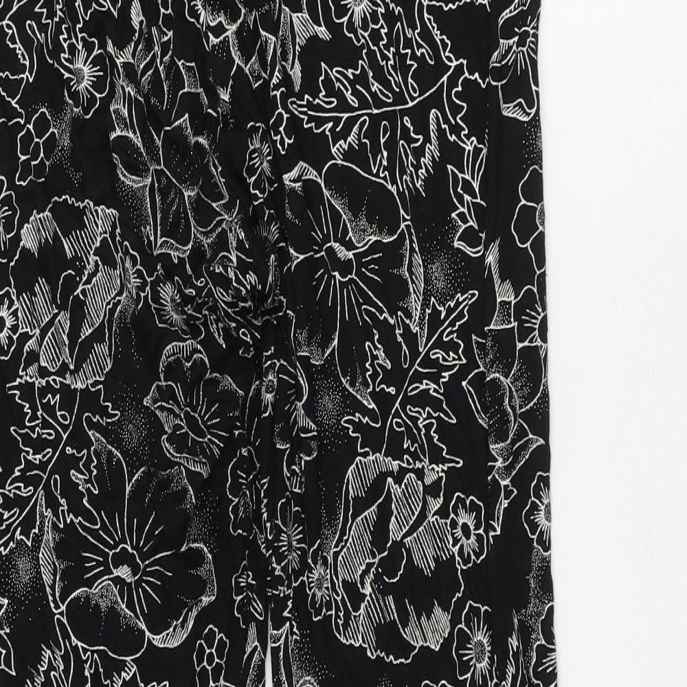 Preworn Womens Black Floral Viscose Trousers Size M Regular