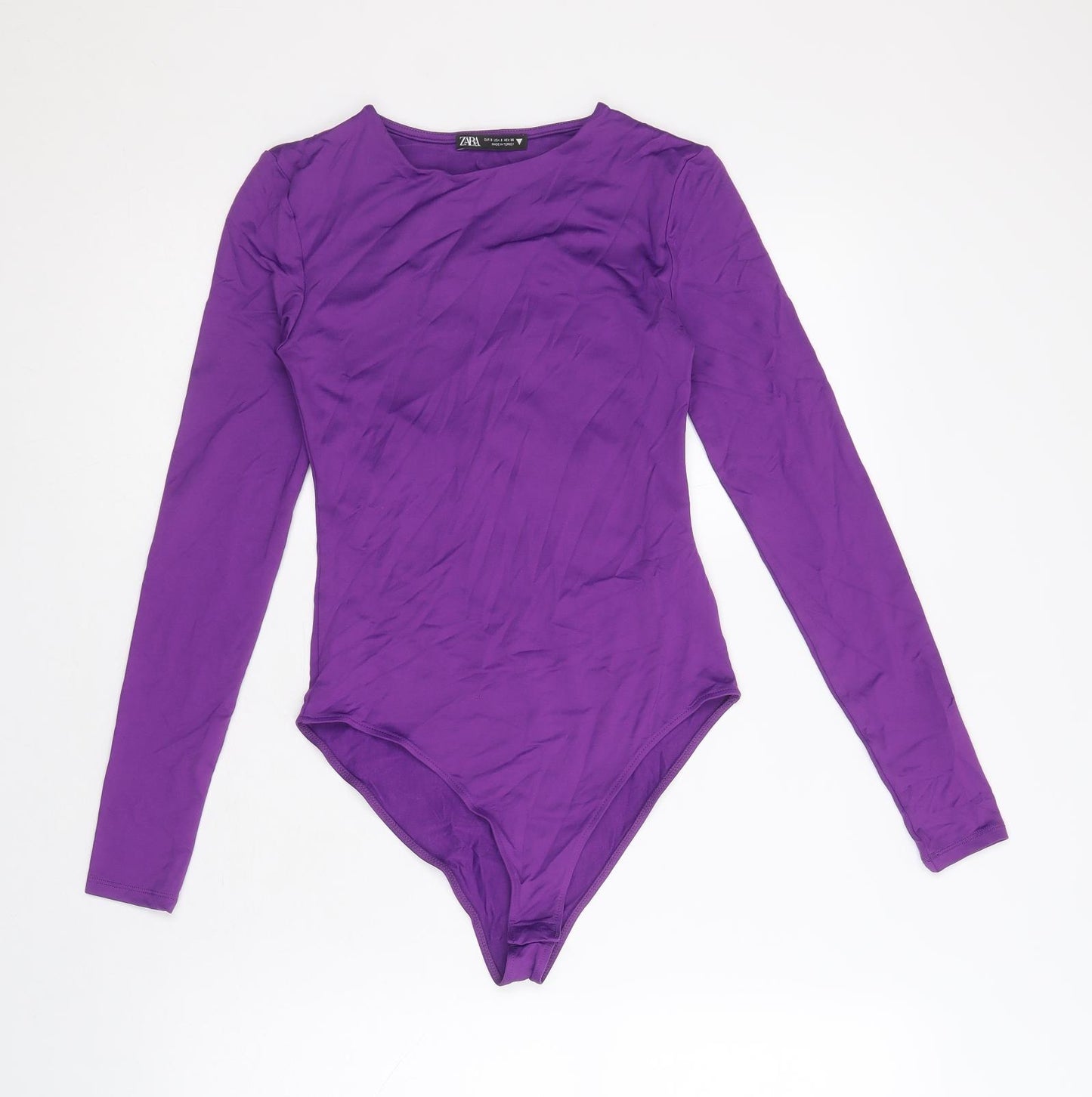 Zara Womens Purple Polyamide Bodysuit One-Piece Size S Snap