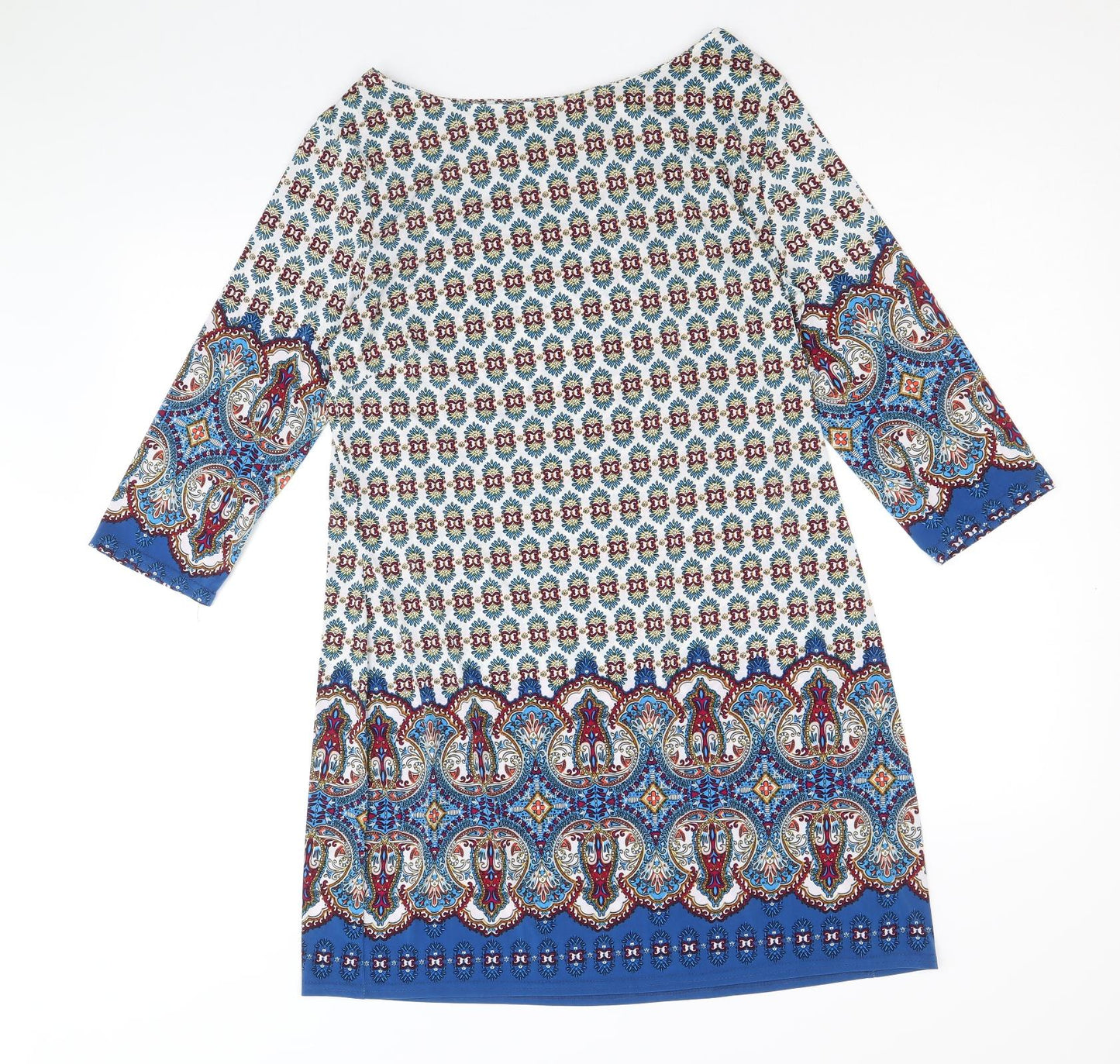 Atmosphere Womens Multicoloured Geometric Polyester Shift Size 16 Boat Neck Pullover