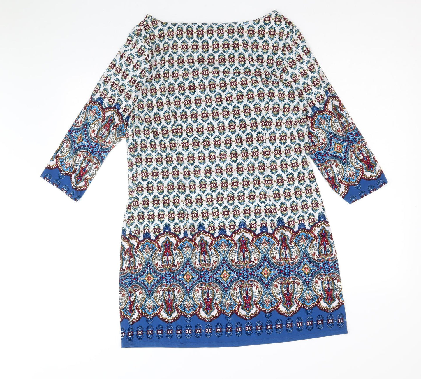 Atmosphere Womens Multicoloured Geometric Polyester Shift Size 16 Boat Neck Pullover