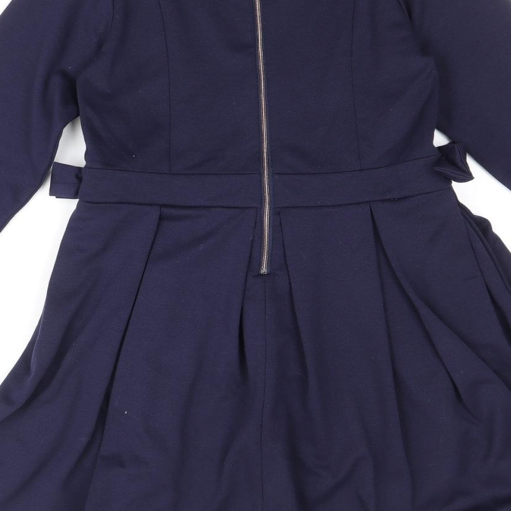 Ted Baker Girls Blue Polyester A-Line Size 11 Years Round Neck Zip