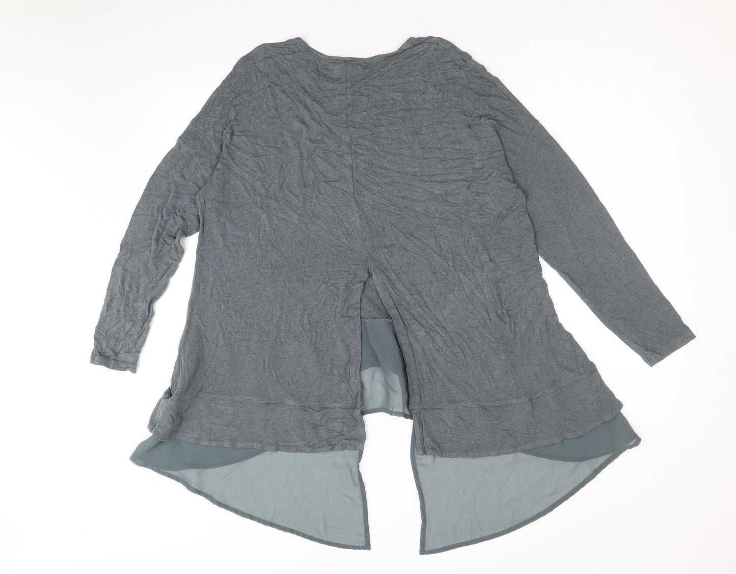 Label Lab Womens Grey Scoop Neck Viscose Pullover Jumper Size 16 - Chiffon Hem