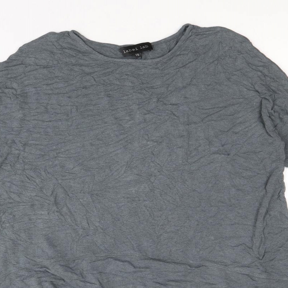 Label Lab Womens Grey Scoop Neck Viscose Pullover Jumper Size 16 - Chiffon Hem
