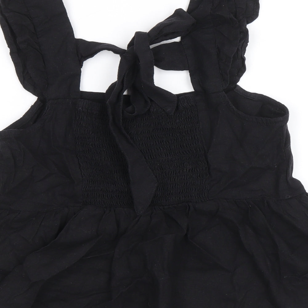 New Look Womens Black Linen Basic Tank Size 8 Square Neck - Peplum