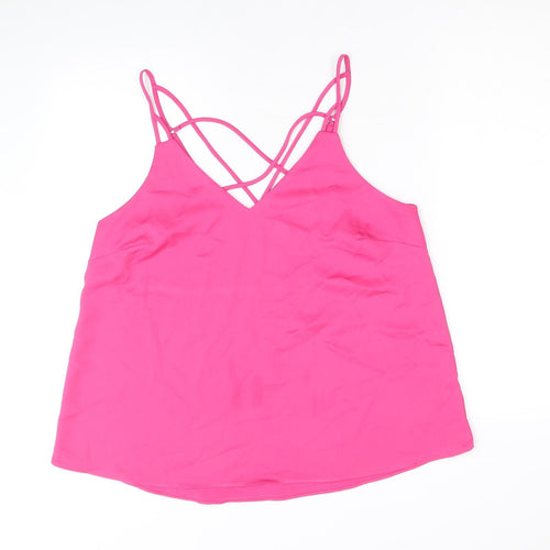 NEXT Womens Pink Polyester Camisole Tank Size 14 V-Neck - Cross Back Strap Detail