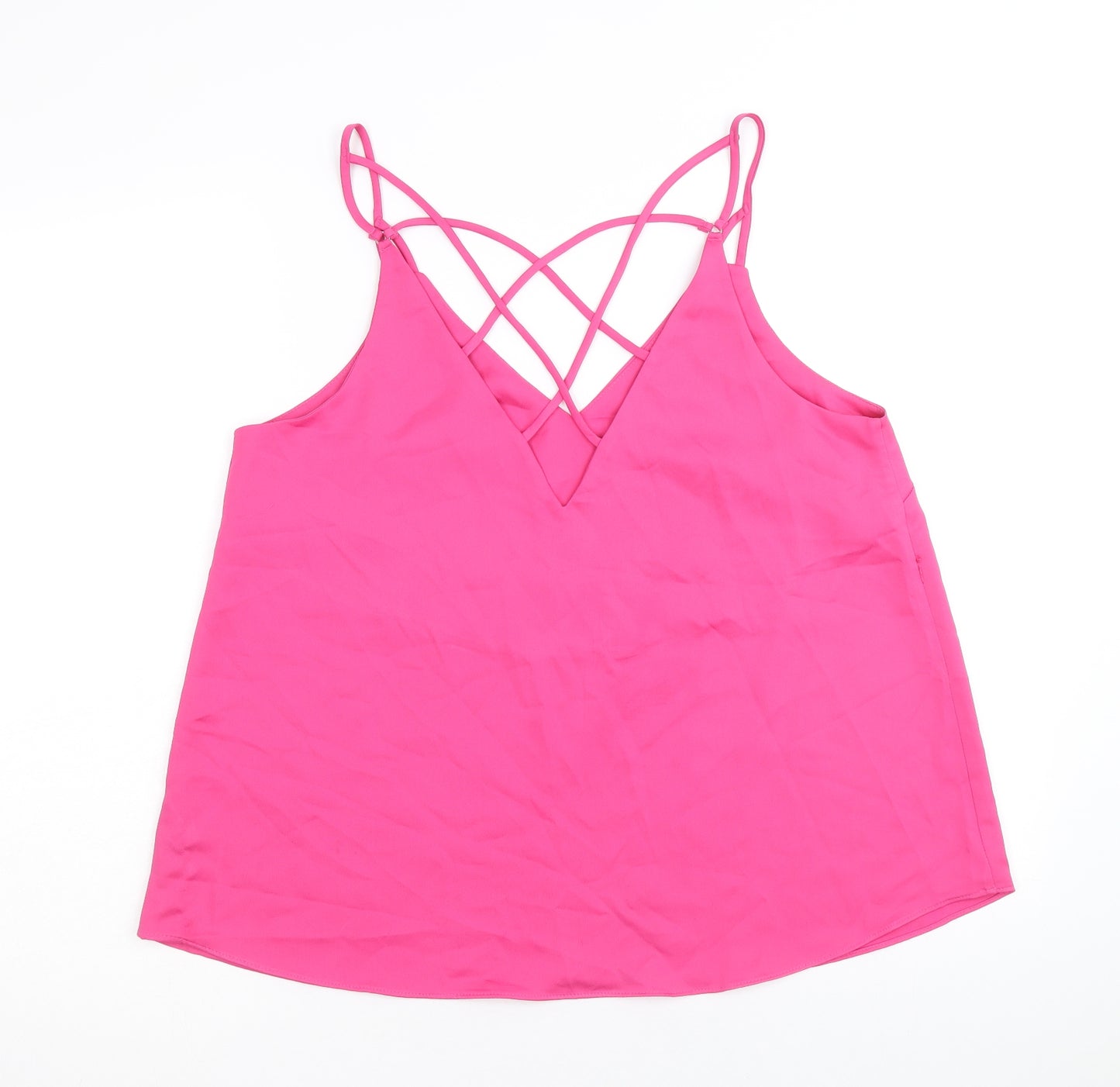 NEXT Womens Pink Polyester Camisole Tank Size 14 V-Neck - Cross Back Strap Detail