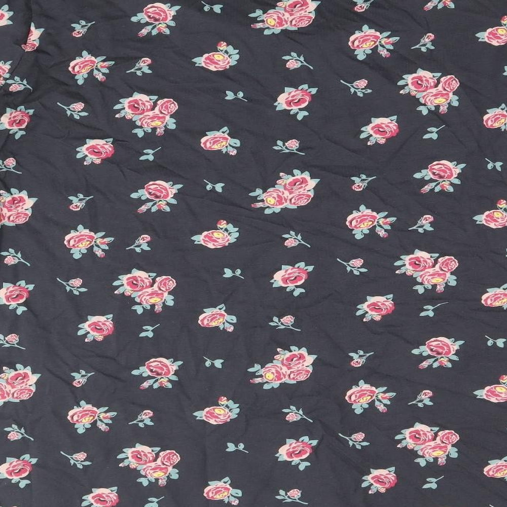 Bonprix Collection Womens Grey Floral 100% Cotton Basic Blouse Size 2XL Scoop Neck