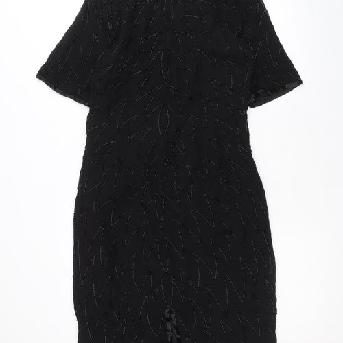 Classic Woman Womens Black Viscose A-Line Size 10 Round Neck Zip