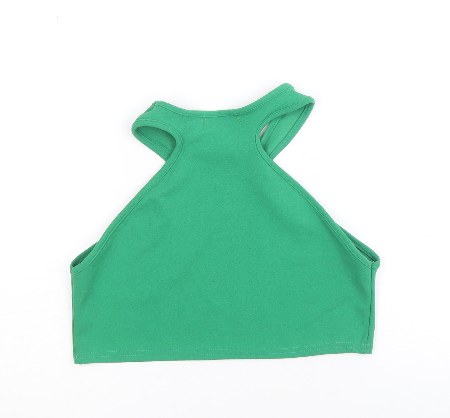 PRETTYLITTLETHING Womens Green Polyester Cropped Tank Size 12 Round Neck