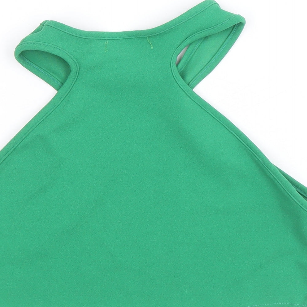PRETTYLITTLETHING Womens Green Polyester Cropped Tank Size 12 Round Neck