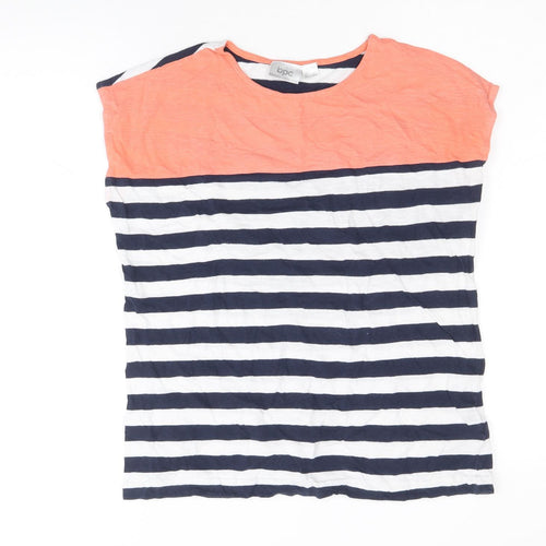 Bonprix Collection Womens Multicoloured Striped 100% Cotton Basic T-Shirt Size S Round Neck